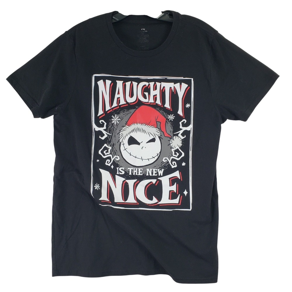 Disney Nightmare Before Christmas T Shirt Mens Large Black Jack Skellington Xmas